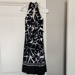 Whitw House Black Market Elegant Black and White Halter Dress